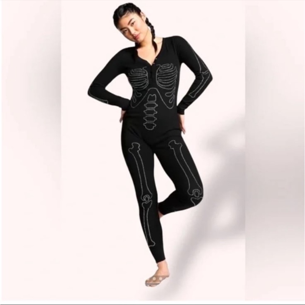 Victoria’s Secret PINK Halloween Thermal Bling Onesie long Pajama Sleepwear XS